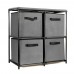 Foldable Storage Cabinet Multi  Layer Combination Cloth Unit Drawer Rack Closet Clothes Books Files Shelf Organizer with 4 Storage Bins