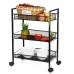 3 4 Layers Movable Shelf Kitchen Organizer Iron Storage Baskets Removable Holder with Universal Wheel Trolley for Kitchen Bathroom Bedroom