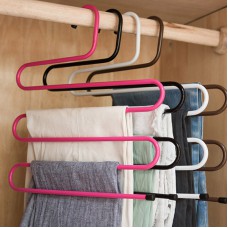 Bakeey Wardrobe Multifunctional S  shaped Wrought Iron Pants Rack Multi  layer Non  slip Pants Clip Men’s and Women’s Hangers Multi  purpose Scarf Rack