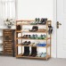 5 Tier Bamboo Shoe Rack Shoe Shelf with 8 Metal Side Hangers