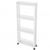 4 Layers Kitchen Storage Rack Slim Slide Tower Movable Assemble Plastic Bathroom Shelf Wheels Space Saving Organizer