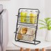 Double Layers Wire Market Basket Stand Storage Shelf Organizer for Fruit Vegetables Toiletries Household Bedroom