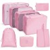 8 In 1 Toiletry Bag Travel Storage Bag Set Folding Storage Bag  Pink