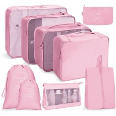 9 In 1 Cosmetic Bag Travel Storage Bag Set Folding Storage Bag  Pink