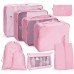 9 In 1 Cosmetic Bag Travel Storage Bag Set Folding Storage Bag  Pink