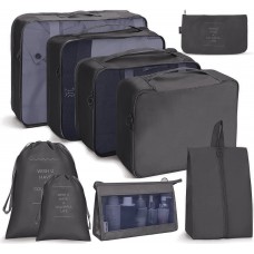 9 In 1 Cosmetic Bag Travel Storage Bag Set Folding Storage Bag   Black