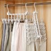 Creative Multi  layer Folding Hangers Multipurpose Clothes Hat Pants Save Space Storage Rack Wardrobe Storage Organization  Light Grey