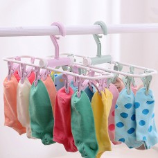 12  Clip Folding Drying Rack Underwear Socks Clip Multi  functional Clothes Rack  Rose Red