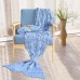 Mermaid Tail Knitted Blanket Fish Tail Blanket  Size  60x140cm  Lake Blue