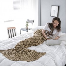 Mermaid Tail Knitted Blanket Fish Tail Blanket  Size  195x90cm  Cocoa