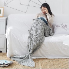 Mermaid Tail Knitted Blanket Fish Tail Blanket  Size  195x90cm  Gray