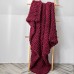 Handmade Thick Wool Knitted Blanket Sofa Chenille Stick Knitted Blanket  Size  80 x 100 CM  Wine red