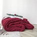 Handmade Thick Wool Knitted Blanket Sofa Chenille Stick Knitted Blanket  Size  130 x 160 CM  Wine red