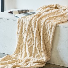 Home Soft Decoration Chenille Knitted Leisure Blanket Sofa Air Conditioning Blanket Car Blanket  Dimensions  130x180cm  Custard