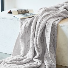 Home Soft Decoration Chenille Knitted Leisure Blanket Sofa Air Conditioning Blanket Car Blanket  Dimensions  130x180cm  Grey Apricot