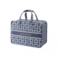 Portable Home Clothes Organizer Moving Bag  50x35x20cm  Blue Base White Flower