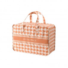 Portable Home Clothes Organizer Moving Bag  50x35x20cm  Orange Grid