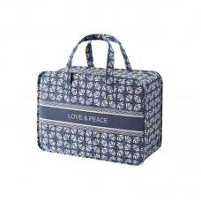 Portable Home Clothes Organizer Moving Bag  60x40x24cm  Blue Base White Flower