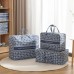 Portable Home Clothes Organizer Moving Bag  60x40x24cm  Blue Base White Flower