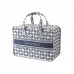 Portable Home Clothes Organizer Moving Bag  60x50x28cm  White Base Blue Flower