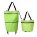 Portable Shopping Cart Foldable Tote With Wheels  Green