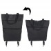 Portable Shopping Cart Foldable Tote With Wheels  Black