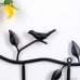 2 PCS Wrought Iron Birds Pattern Decorated Simple Clothes Hooks  Black