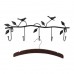 2 PCS Wrought Iron Birds Pattern Decorated Simple Clothes Hooks  Black