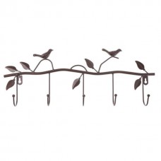 2 PCS Wrought Iron Birds Pattern Decorated Simple Clothes Hooks  Coffee