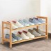 Bamboo 2 Tier Shoe Rack Storage Bench Organizer Entryway Organizing Shelf