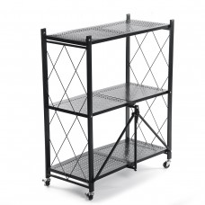 3 4 5 Layers Folding Shelf with Wheel Multifunctional Carbon Steel Storage Rack Kitchen Tool for Living Room Bedroom