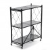 3 4 5 Layers Folding Shelf with Wheel Multifunctional Carbon Steel Storage Rack Kitchen Tool for Living Room Bedroom