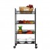 3 4 Layers Movable Shelf Kitchen Organizer Iron Storage Baskets Removable Holder with Universal Wheel Trolley for Kitchen Bathroom Bedroom