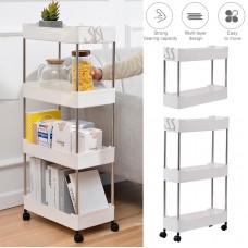 2 3 4 Tier Storage Trolley Cart Rack Holder Kitchen Bathroom with Wheels Removable