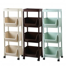 3 Layers Movable Kitchen Storage Rack with Wheels Vegetable Fruit Basket Kitchen Organizer Multi  functional Storage Shelf