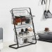 Double Layers Wire Market Basket Stand Storage Shelf Organizer for Fruit Vegetables Toiletries Household Bedroom